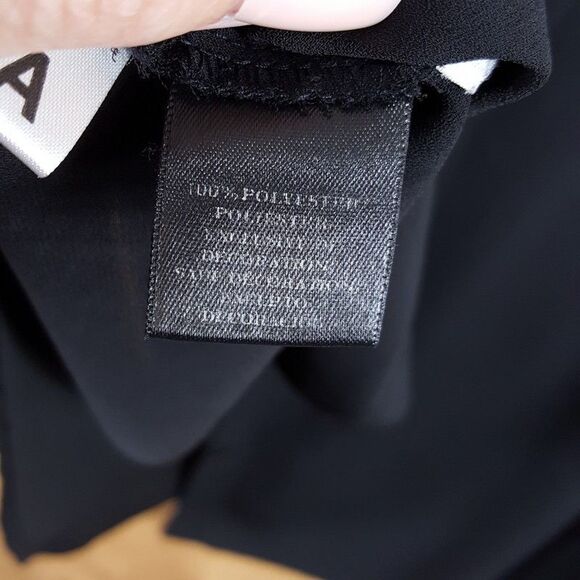 ANN TAYLOR Top Womens Small Black Hidden Button Up Crochet Collar Blouse - Picture 6 of 9